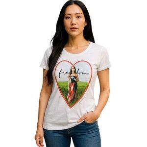 Rockstars & Angels Freedom Graphic Tee Shirt Women Color White Size S